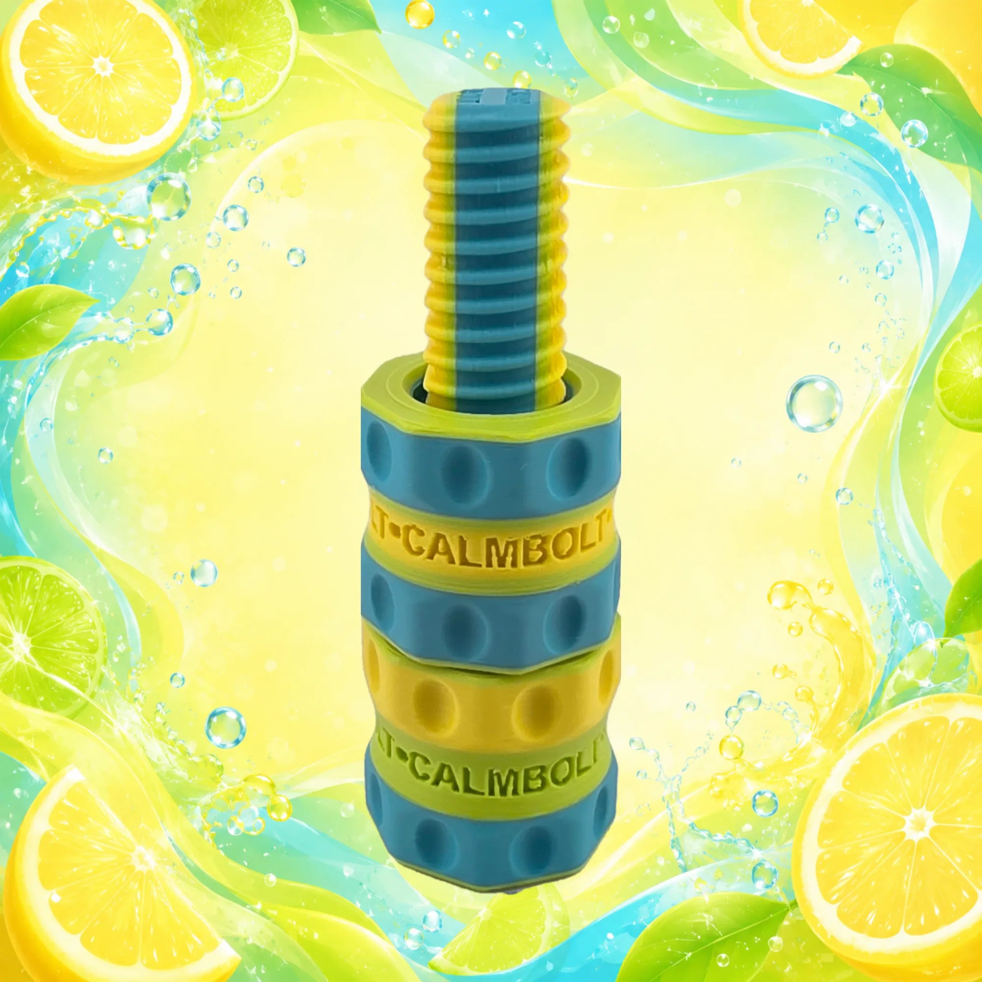 Fresh Lemonade by Ana CalmBolt focus fidget with bright yellow, turquoise, and green citrus-inspired colors.