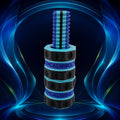 CalmBolt Hectorium limited edition by Hector, rotating fidget with bold blue, cyan, black, and neon detail