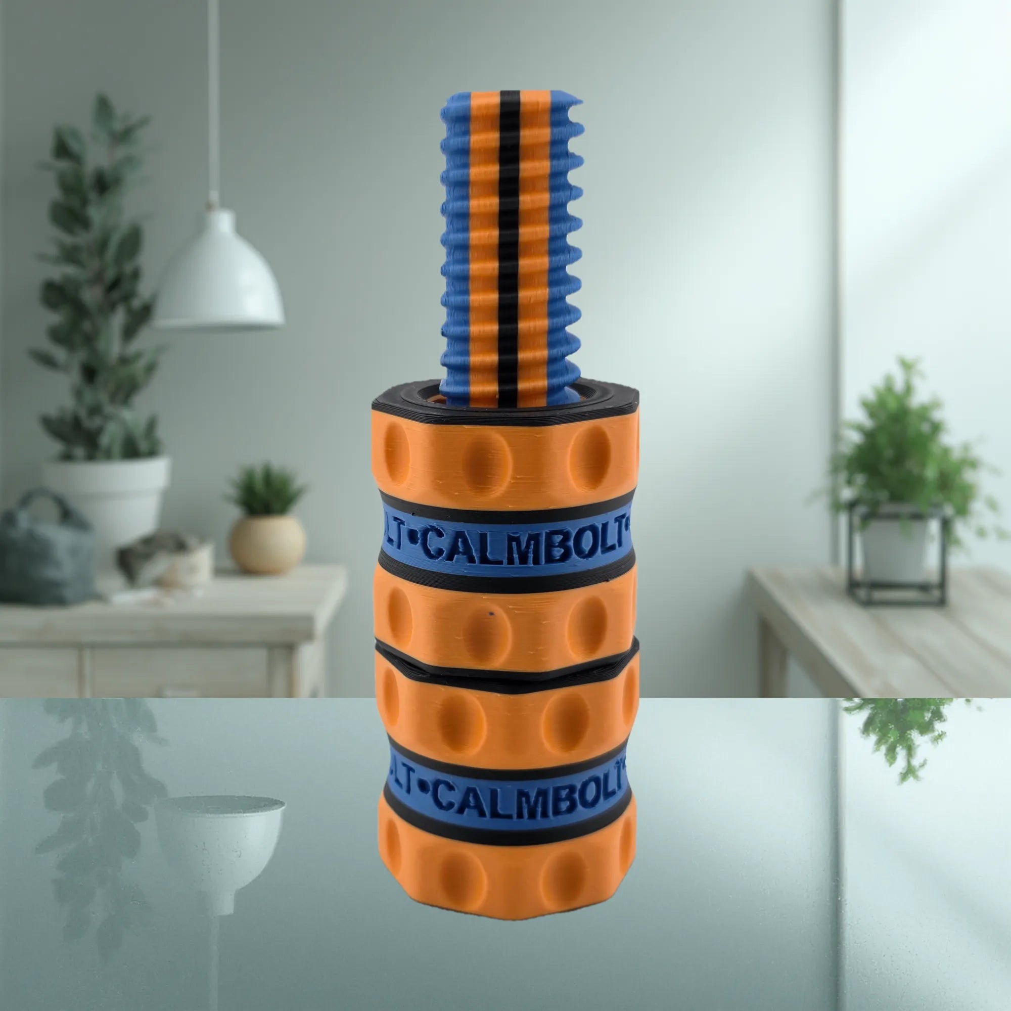 CalmBolt Mandarine Marine tactile fidget with vibrant three-tone transitions and rotating threaded contours