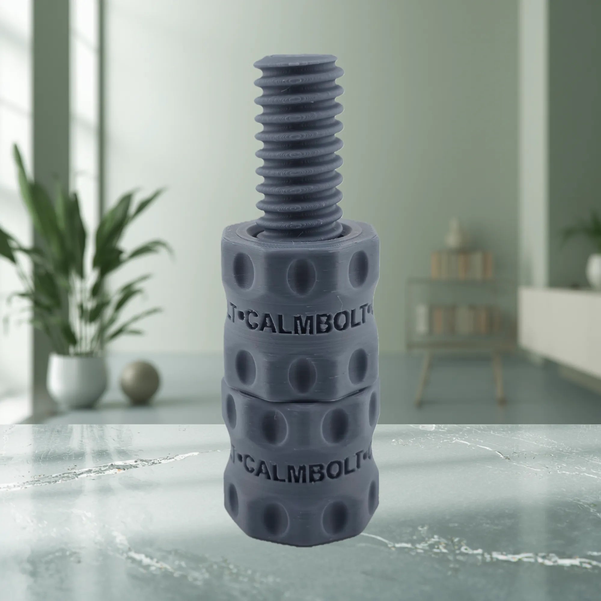 CalmBolt Slate desk fidget with stone-inspired finish and precision threaded form