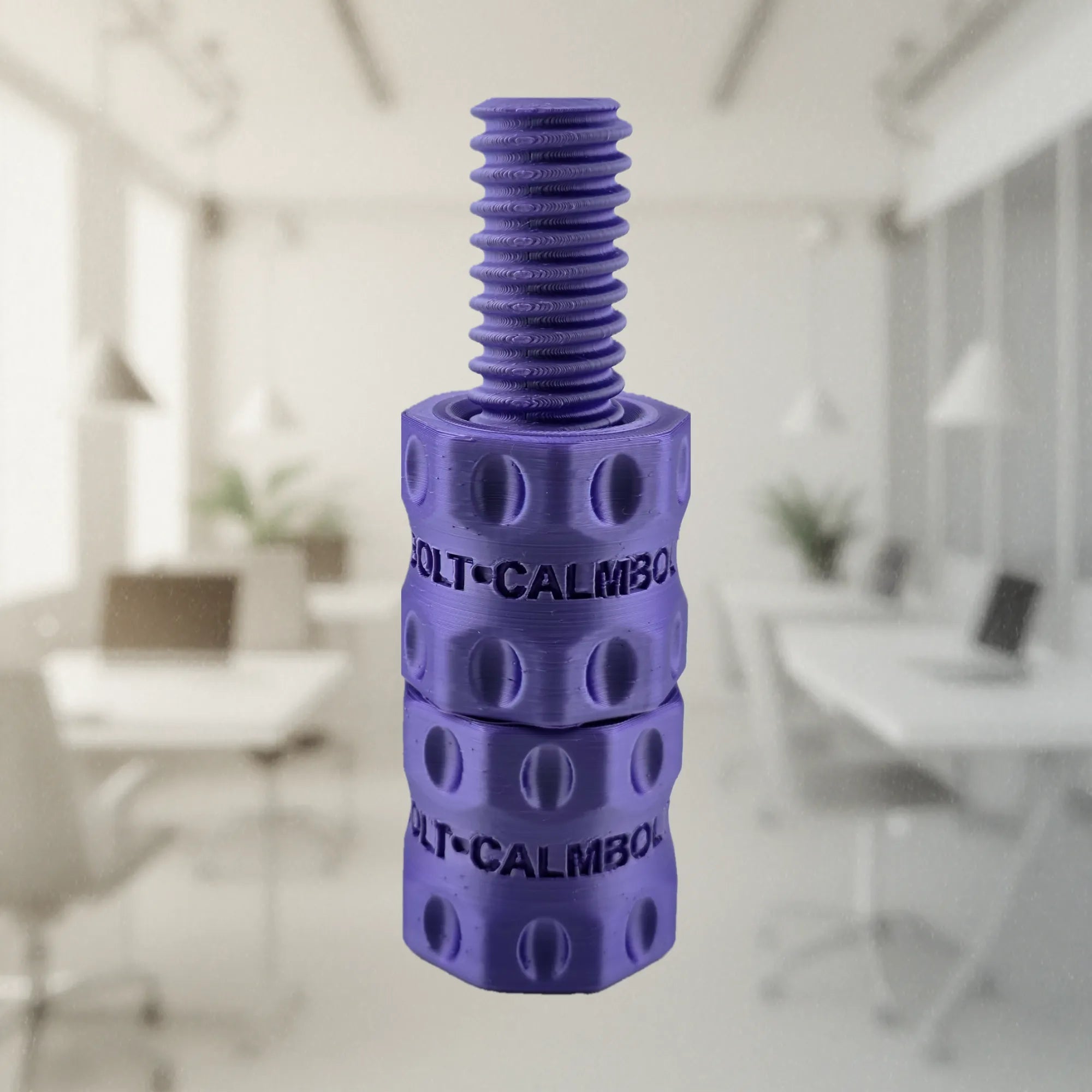 CalmBolt Violet tactile fidget with rich purple finish and smooth spiral-threaded design