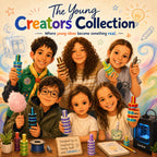 The Young Creators Collection cover featuring CalmBolt designs inspired by our nieces and nephews’ imagination, color ideas, and creativity.